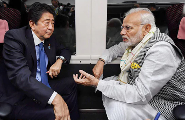 Indian PM Modi with Japanese PM Shinzo Abe 