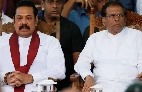 Sri Lanka's newly appointed PM Rajapakse with President Sirisena  