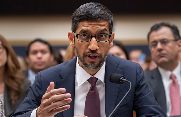 Google CEO, Sundar Pichai at the congressional hearing at Capitol Hill on Tuesday. 
