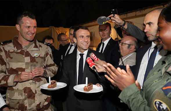 French President, Emmanuel Macron visits French troops for a pre-Christmas meet in N'Djamena, Chad