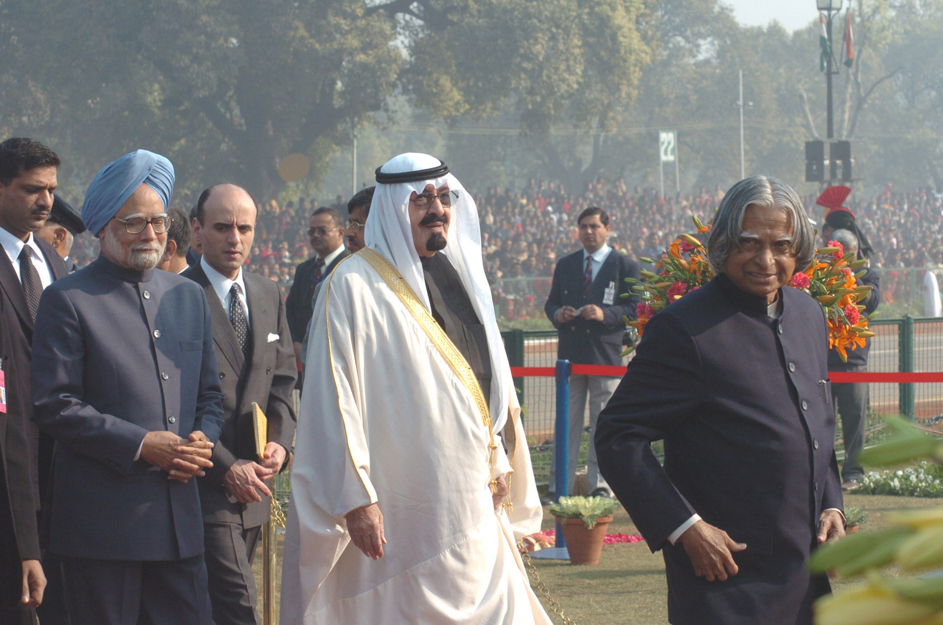 King Abdullah bin Abdulaziz al-Saud as the Chief Guest for the Republic Day celebrations in 2006, with former President A.P.J Abdul Kalam