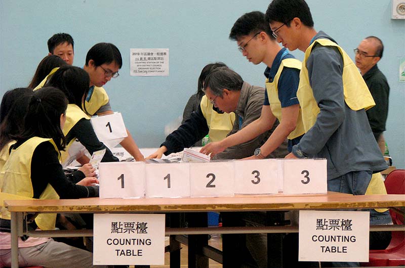 Sunday's election resulted in victory of democrats in Hong Kong.
