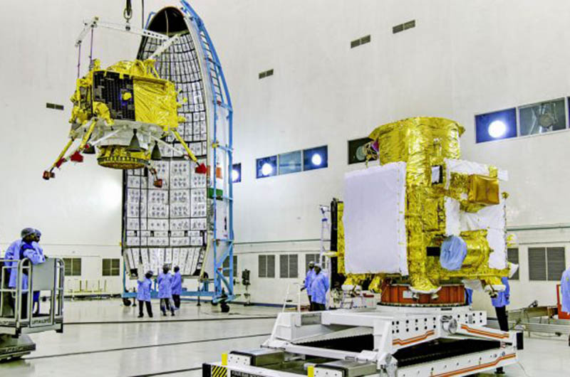 Vikram lander during the integration of Chandrayaan 2
