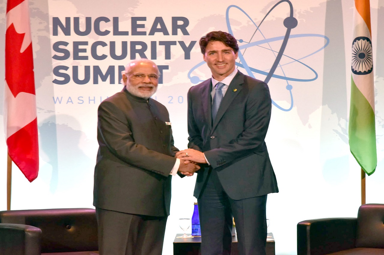 The Prime Minister, Shri Narendra Modi meeting the Prime Minister of Canada, Mr. Justin Trudeau