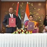 Minister of External Affairs Smt. Sushma Swaraj and Foreign Minister of Mozambique José Condungua Pacheco adopted the Agreed Minutes after the successful conclusion of the 4th Joint Commission Meeting, 28 November