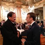Vice President of India Venkaiah Naidu, meeting the President of France, Mr. Emmanuel Macron, at the Banquet hosted by him, in Paris, France on November 10, 2018 to mark the 100th anniversary of Armistice Day (11 November). On this day 100 years ago the Allies and Germany marked an end to World War I.