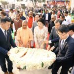First Lady of the Republic of Korea, Mrs. Kim Jung-sook at the groundbreaking ceremony of Queen Hur Memorial Park with MYogiAdityanath in Ayodhya. Princess Suriratna from Ayodhya married King Kim-Suro, and became Queen Hur Hwang-ok in the year 48 AD.