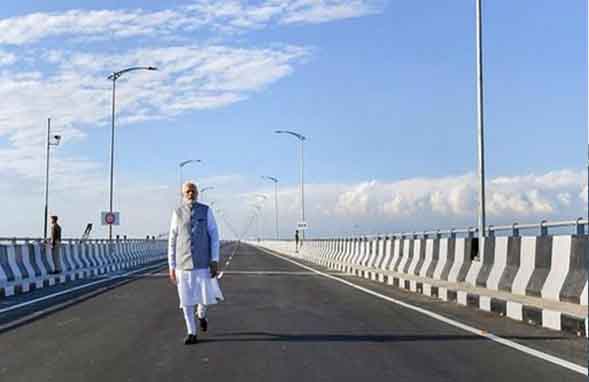 Indian PM Narendra Modi inaugurated India’s longest rail-cum-road bridge, Bogibeel Bridge in Assam on Tuesday