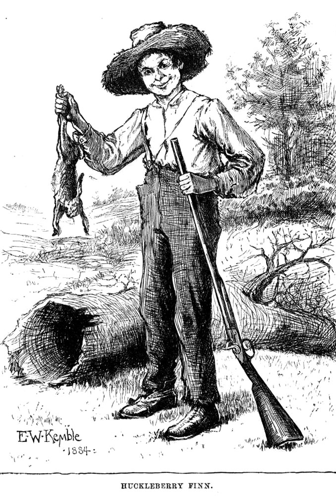 Huckleberry Finn, as depicted by Illustrator E. W. Kemble first time in 1884 publication