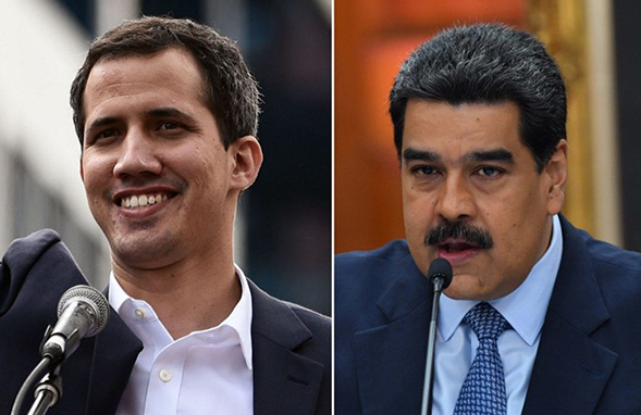 The two men locked in Venezuela power struggle. Opposition leader and self-declared interim president Juan Guaido in left; Current Venezuela President Nicolas Maduro in Right.