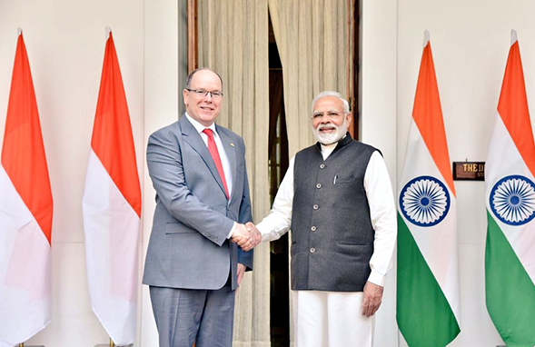 Prince Albert II of Monaco with Indian PM Narendra Modi
