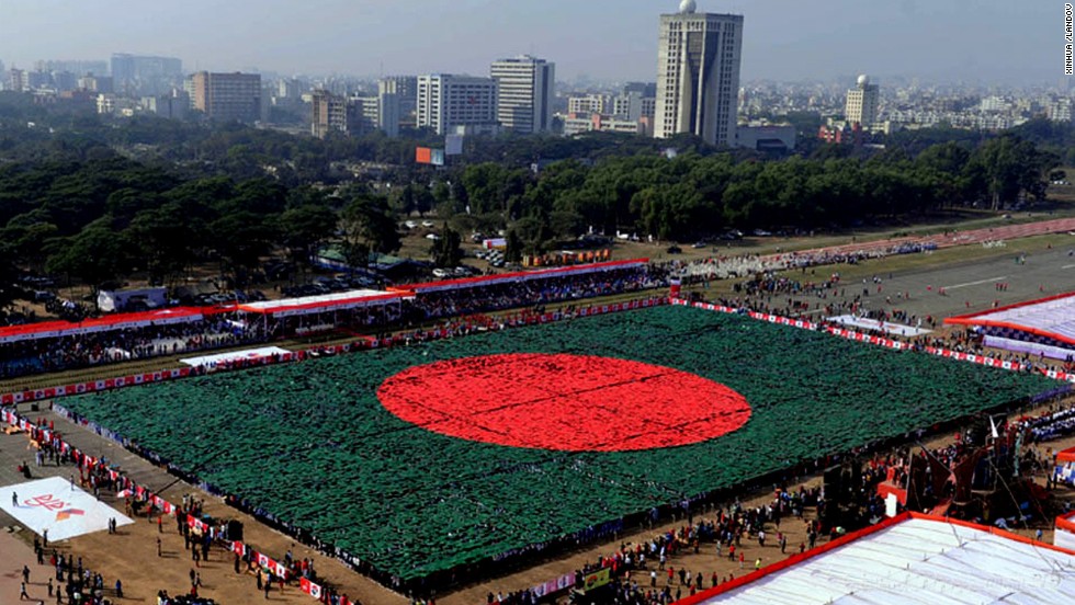 Human Flag made by the citizens of Bangladesh