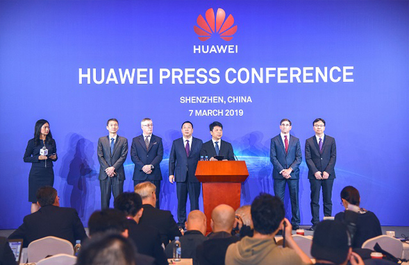 Rotating Chairman of Huawei, Guo Ping announcing the new development during a press conference at the company's headquarters in Shenzhen on Thursday.