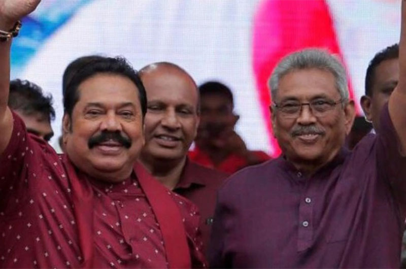 Sri Lankan President Gotabhaya Rajapaksa with new PM Mahinda Rajapaksa.