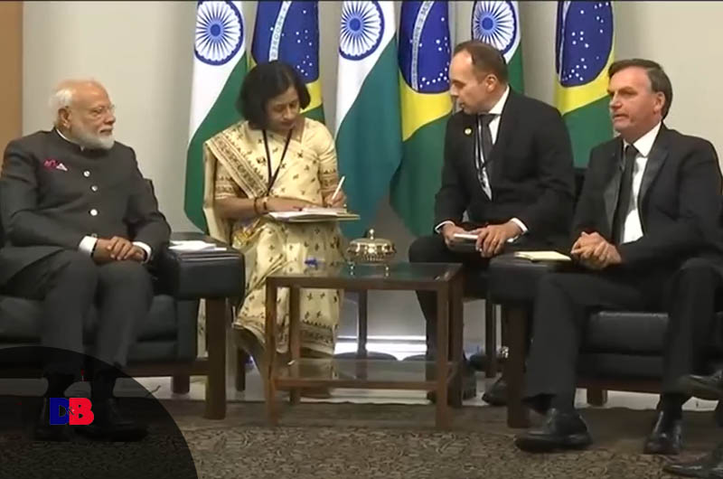 Brazil’s President Jair Messias Bolsonaro with Indian Prime Minister Narendra Modi.