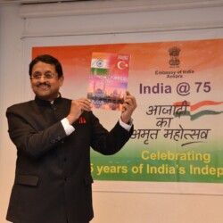 Ambassador of India to Turkey H.E. Sanjay Panda releasing the special publication of D&B Plus